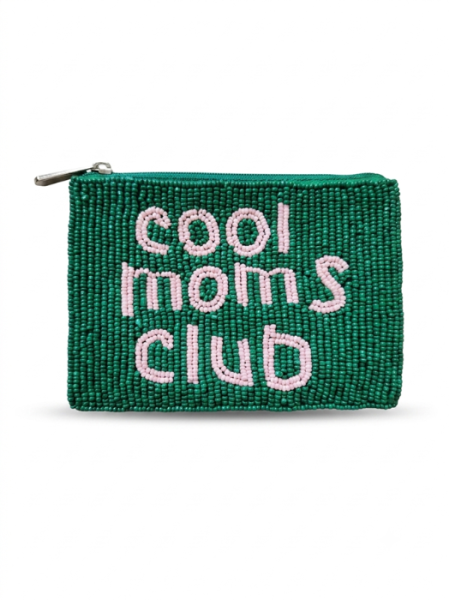 Fully Beaded COOL MOMS CLUB Themed Coin Purse