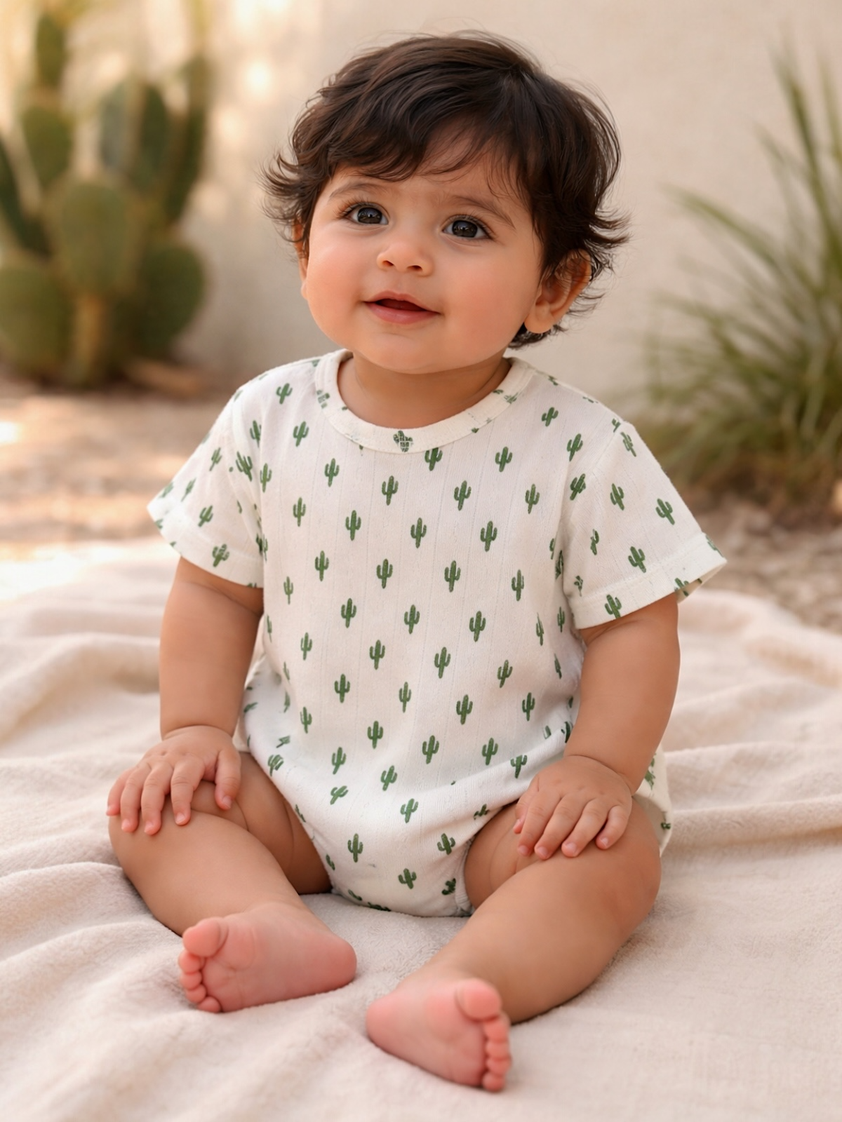 Cactus / Organic Pointelle T-Shirt Bubble: 3-6M