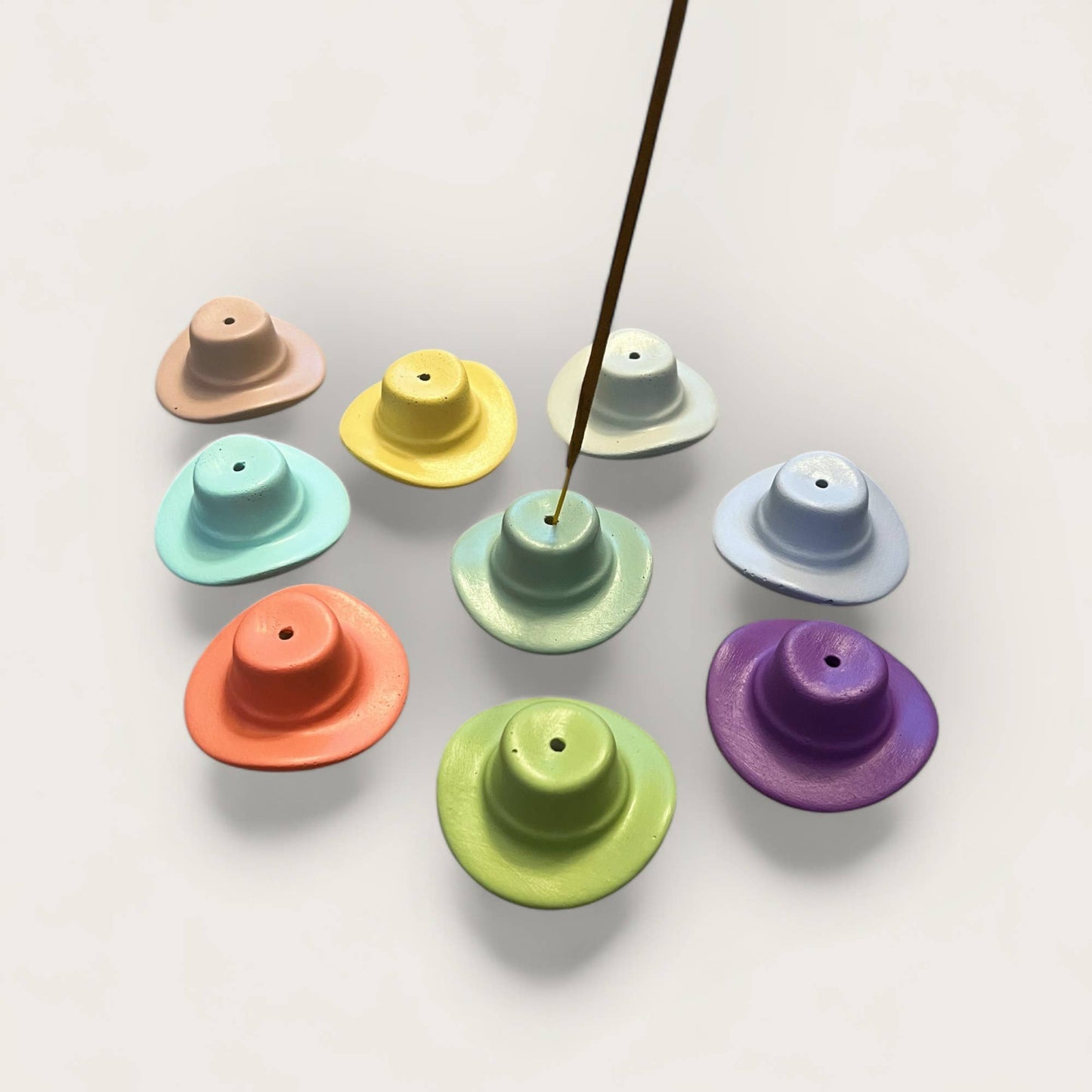 Colorful Concrete Cowboy Western Hat Incense Holder: Dusty Rose