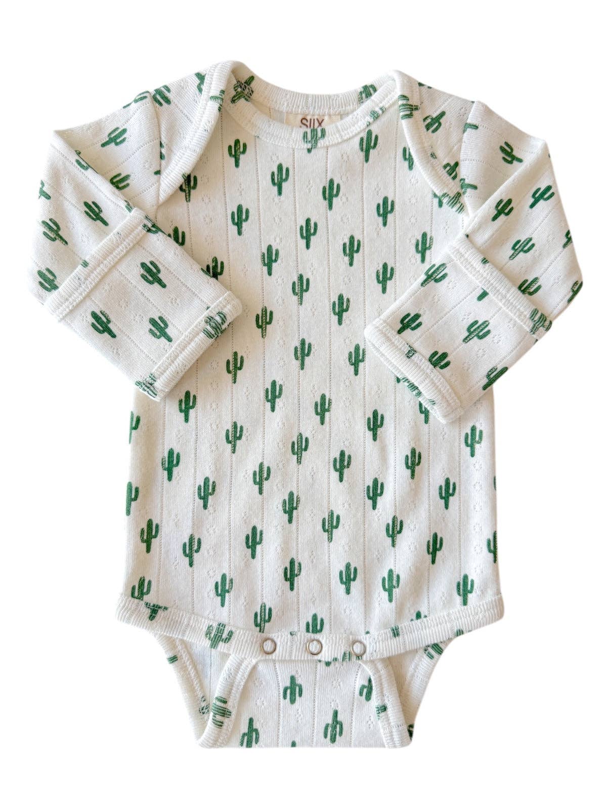 Cactus / Organic Pointelle Long Sleeve Bodysuit: 0-3M