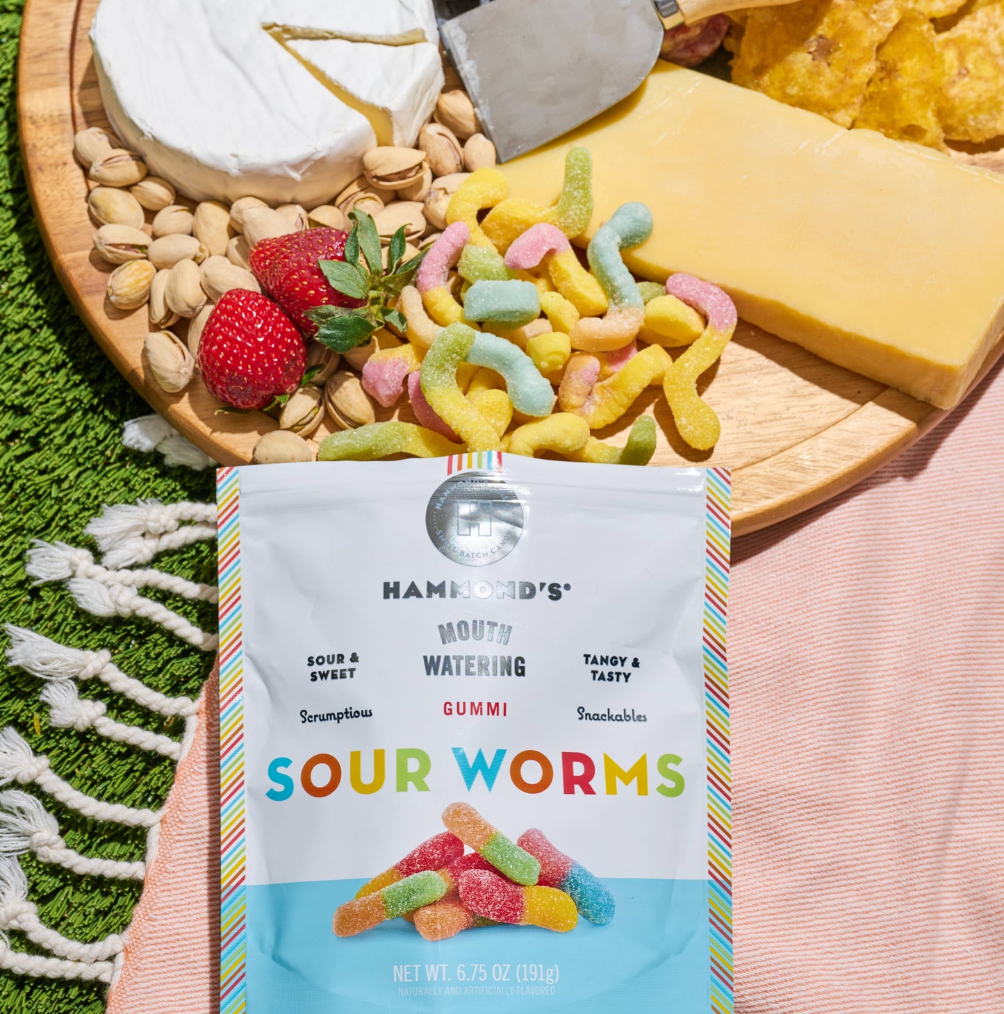 Sweet & Sour Candy - Gummi Worms - 6.75 oz Resealable Bag