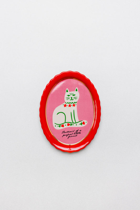 Oval Trinket Tray, Cat Portrait