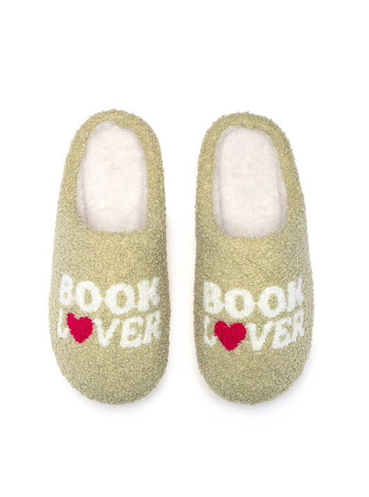Indoor / Outdoor Slippers - "Book Lover" - Beige