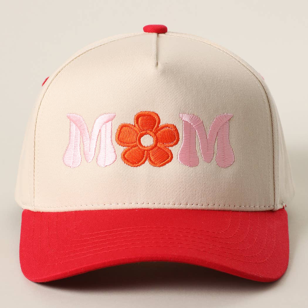 MOM FLOWER Embroidery Two-Tone Trucker Hat