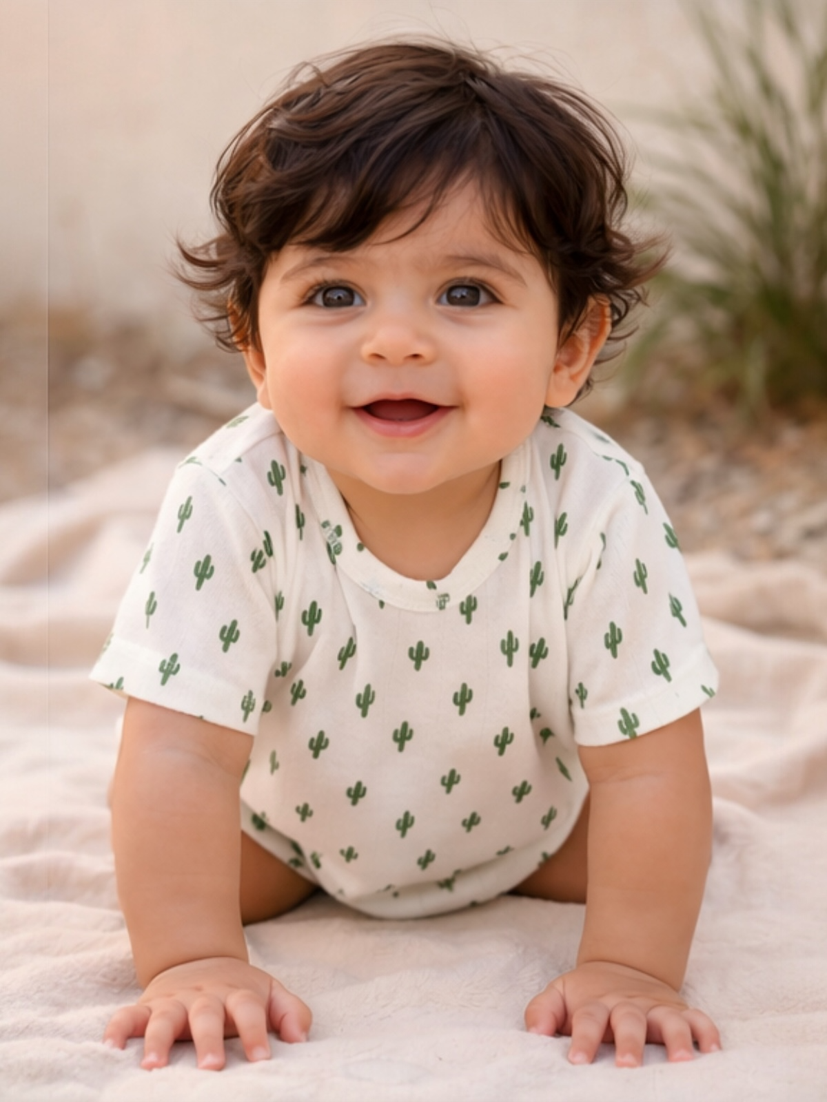 Cactus / Organic Pointelle T-Shirt Bubble: 3-6M