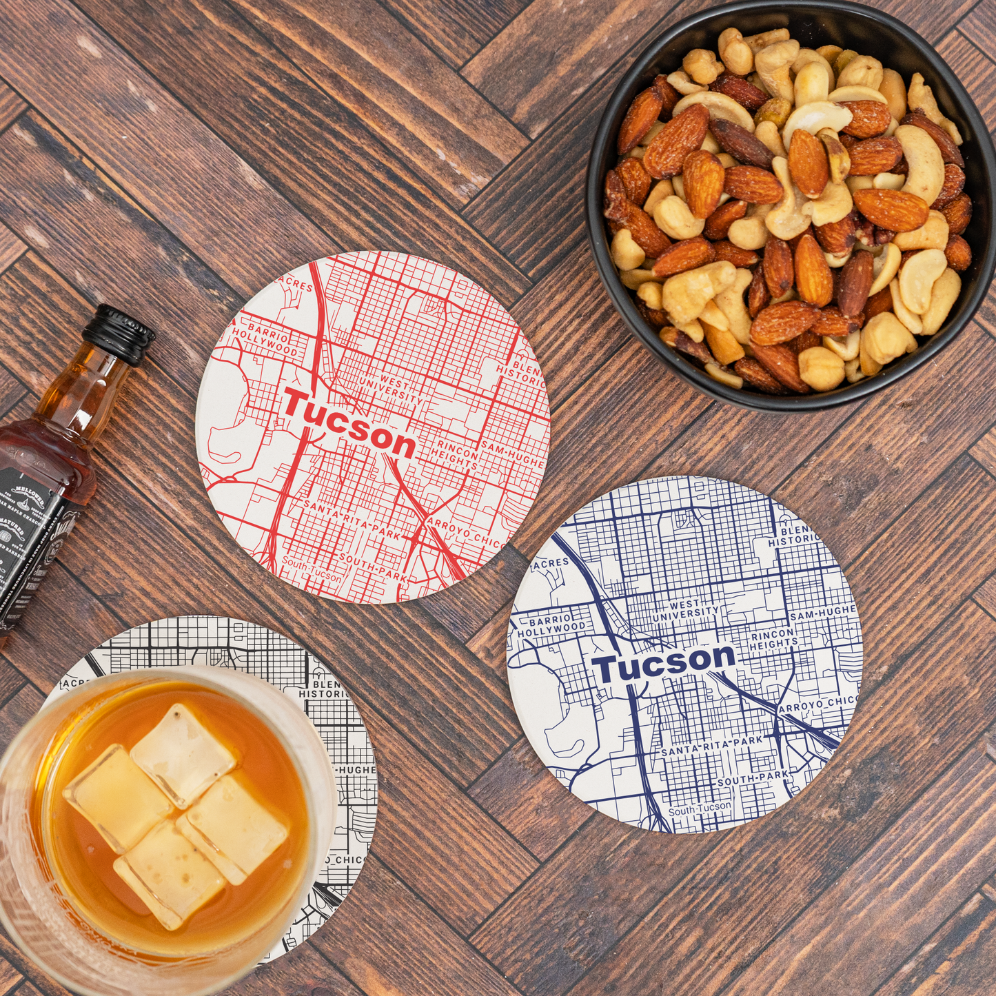 Tucson AZ - Ceramic Map Coasters - Any Color