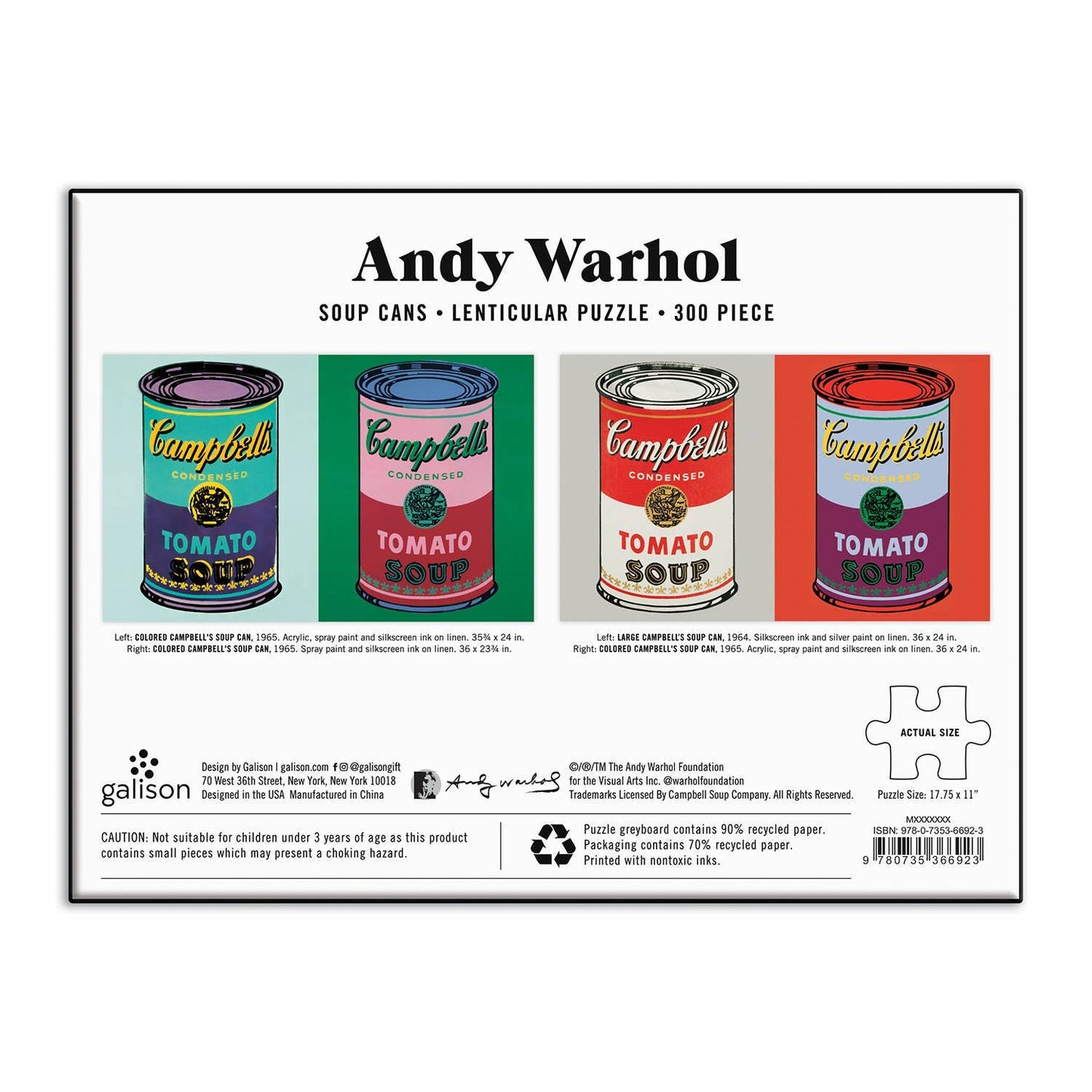 Andy Warhol Soup Cans 300 Piece Lenticular Puzzle