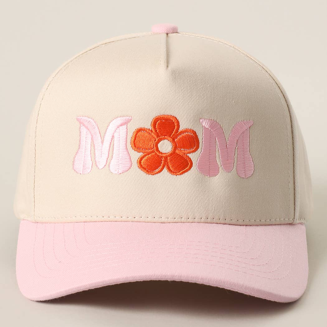 MOM FLOWER Embroidery Two-Tone Trucker Hat