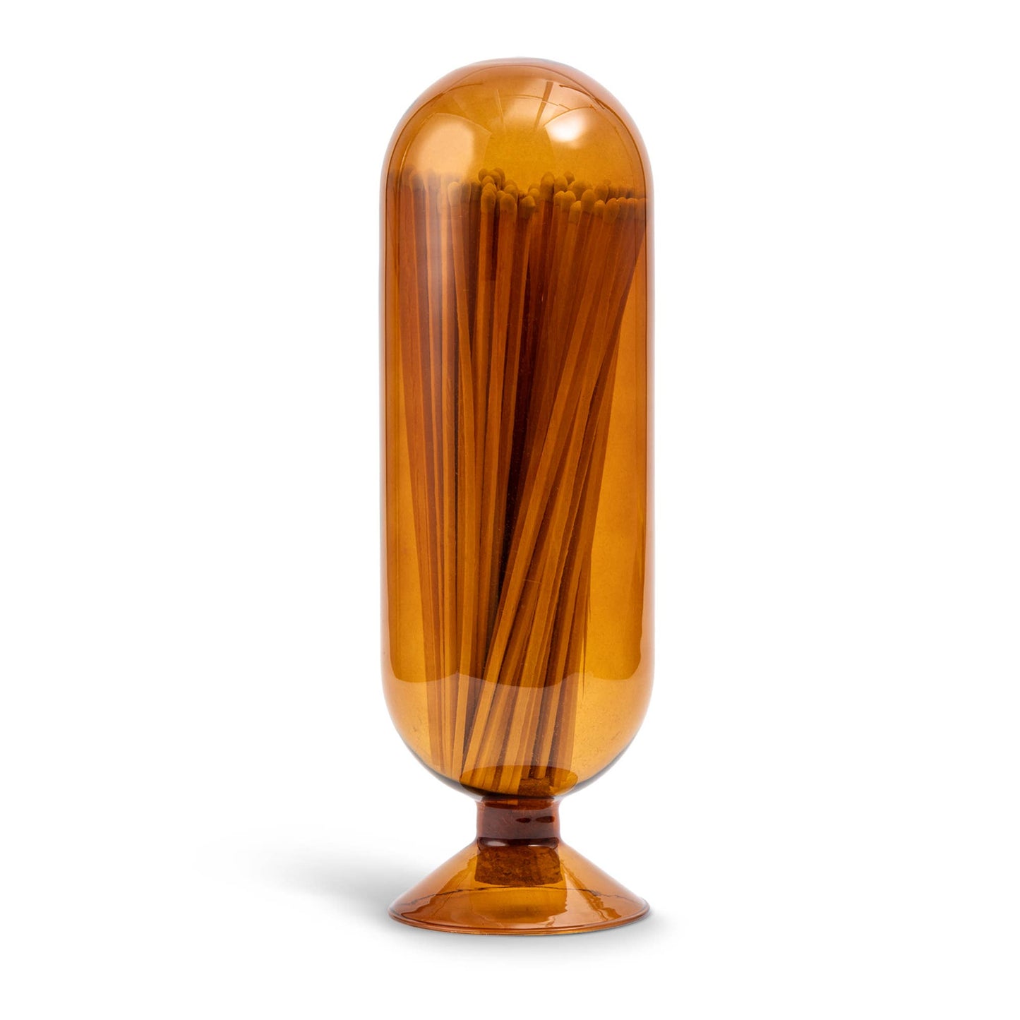 7.87" 100pk Matches in Glass Bottle Cloche Large - Amber