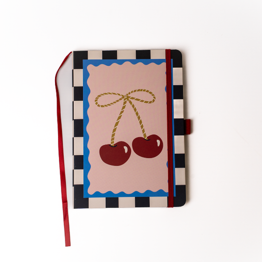 Cherry Bow Soft Touch Hardbound Layflat Notebook Journal
