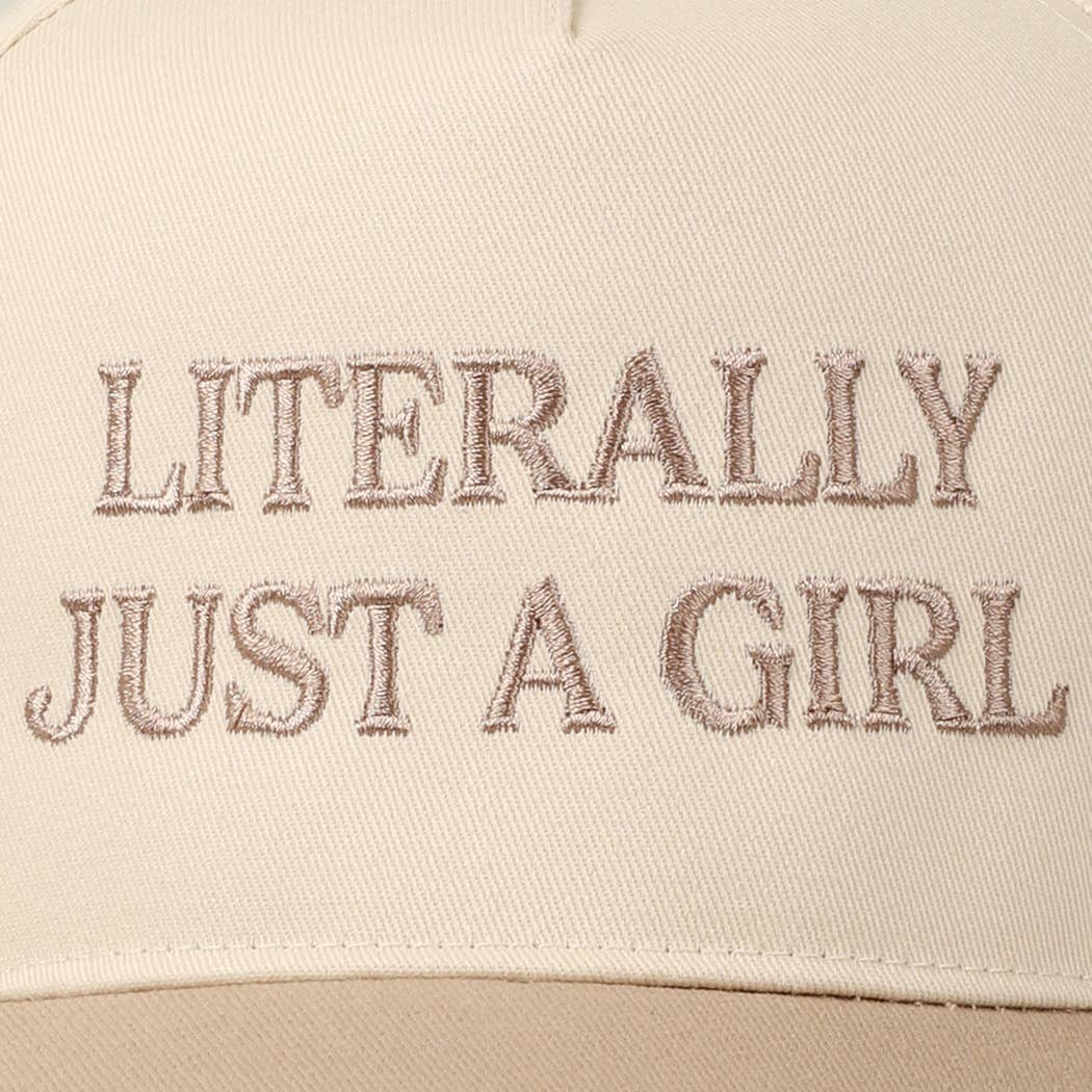 Literally Just A Girl Embroidery Two Tone Trucker Hat