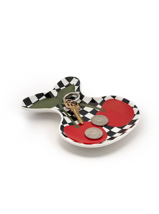 Ceramic Trinket  - Checkered & Cherries