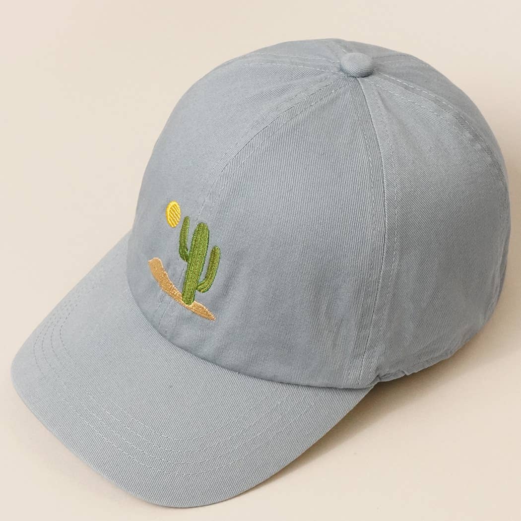 Cactus Embroidered Cotton Baseball Dad Cap: CLAY / One Size