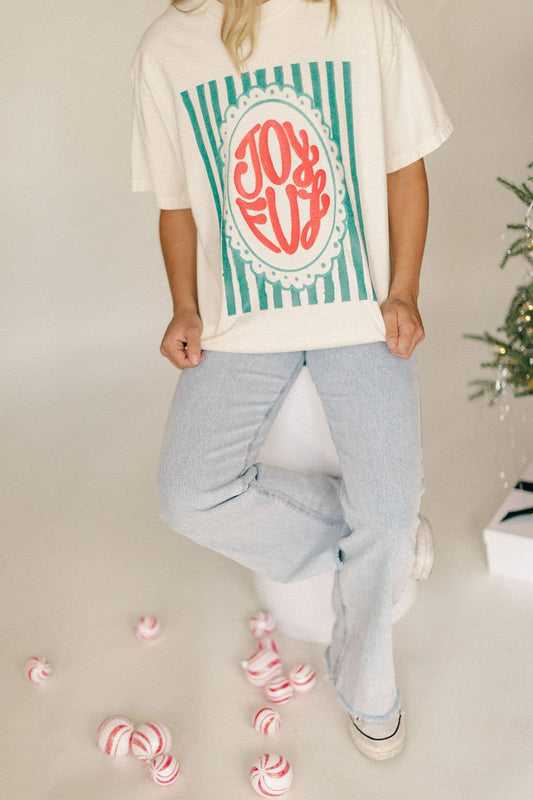 Joyful Stripe - Christmas Graphic Tee  : Large