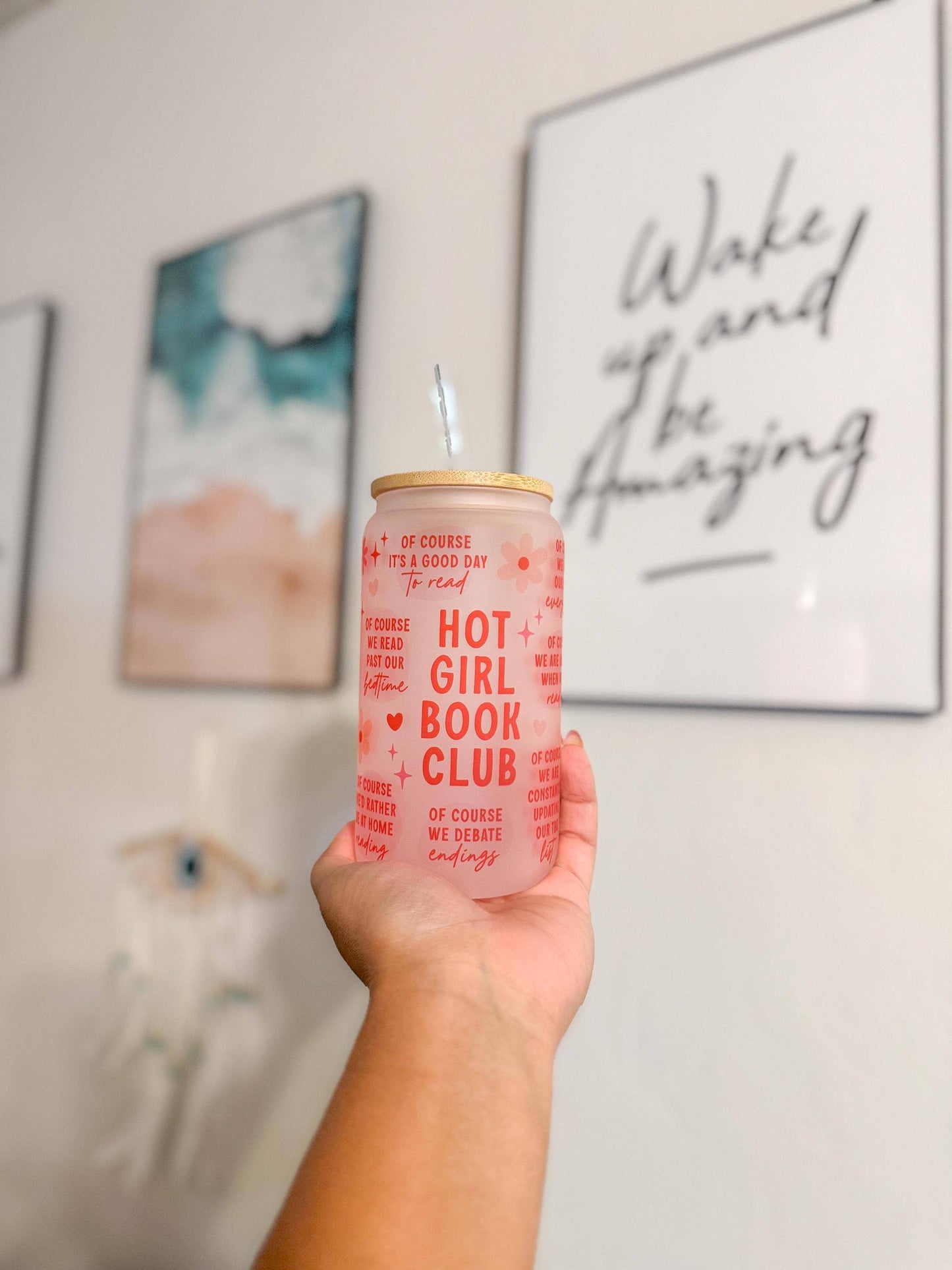 Hot Girl Book Club Mug, 16oz frosted glass can