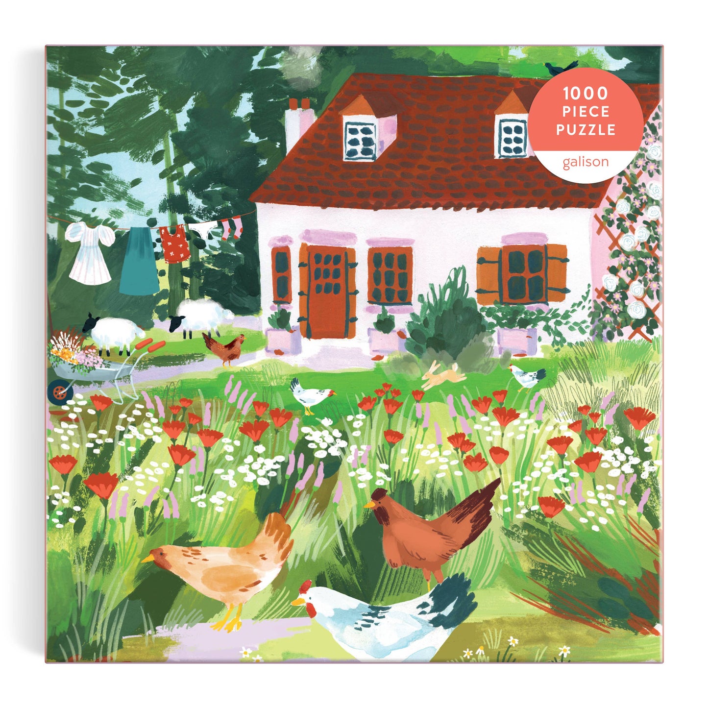 Cottage Wildflowers 1000 Piece Puzzle in a Square Box