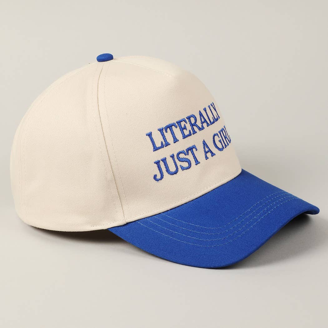 Literally Just A Girl Embroidery Two Tone Trucker Hat