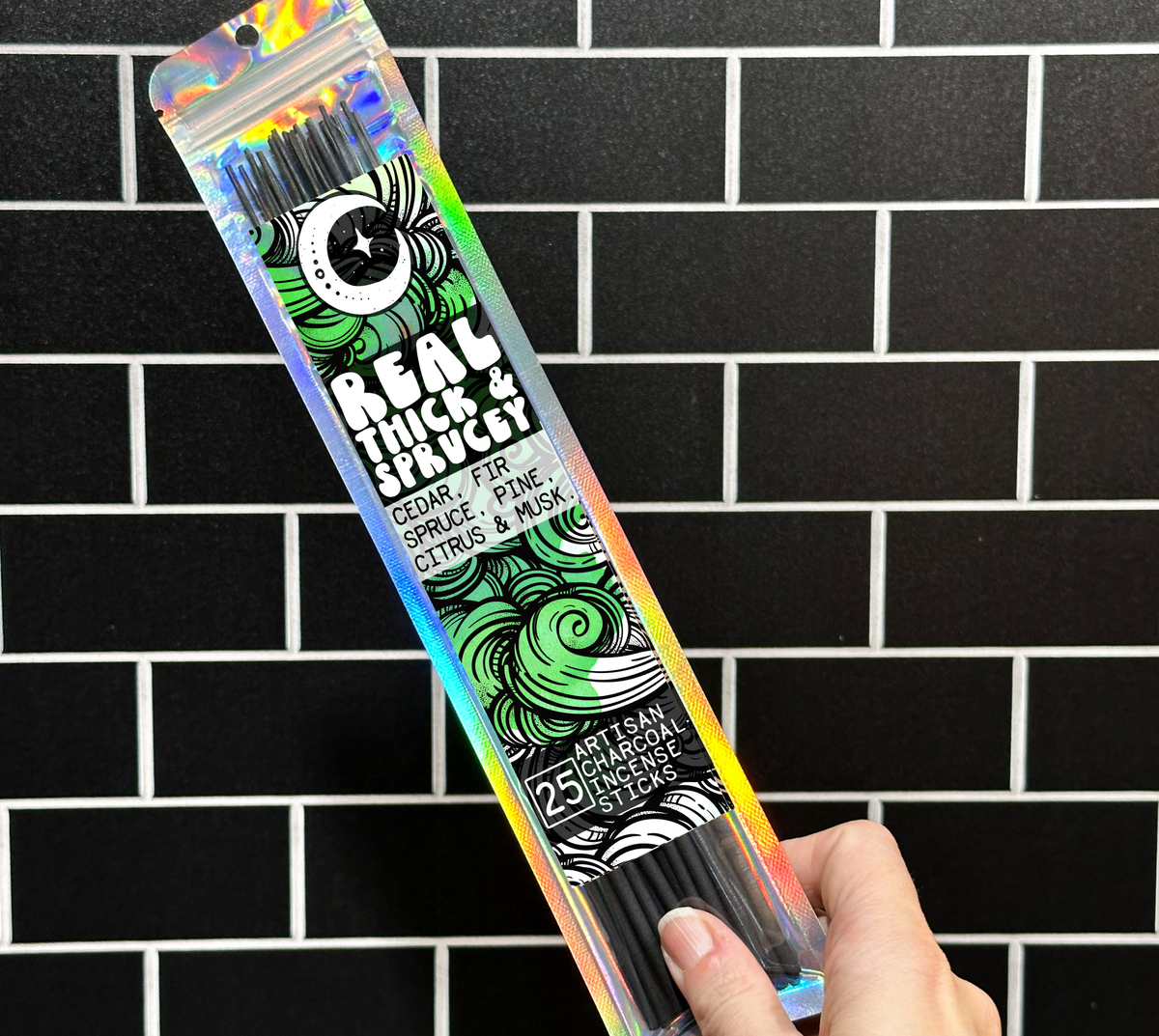 Real, Thick & Sprucey | 9  Inch Incense Stick | Charcoal