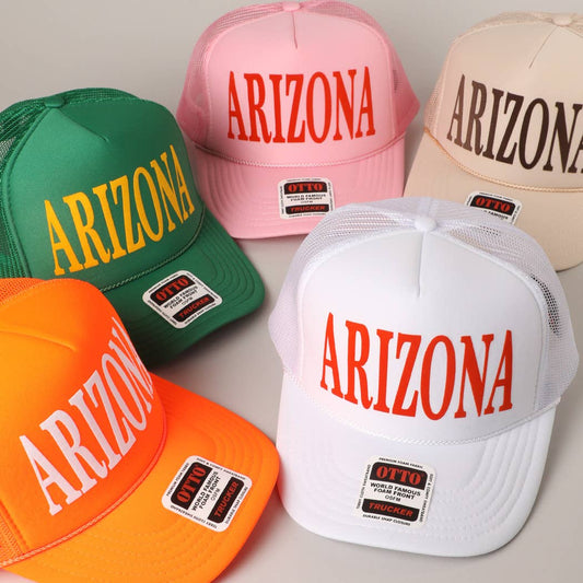 ARIZONA Text Printed Mesh Back Foam Trucker Hat