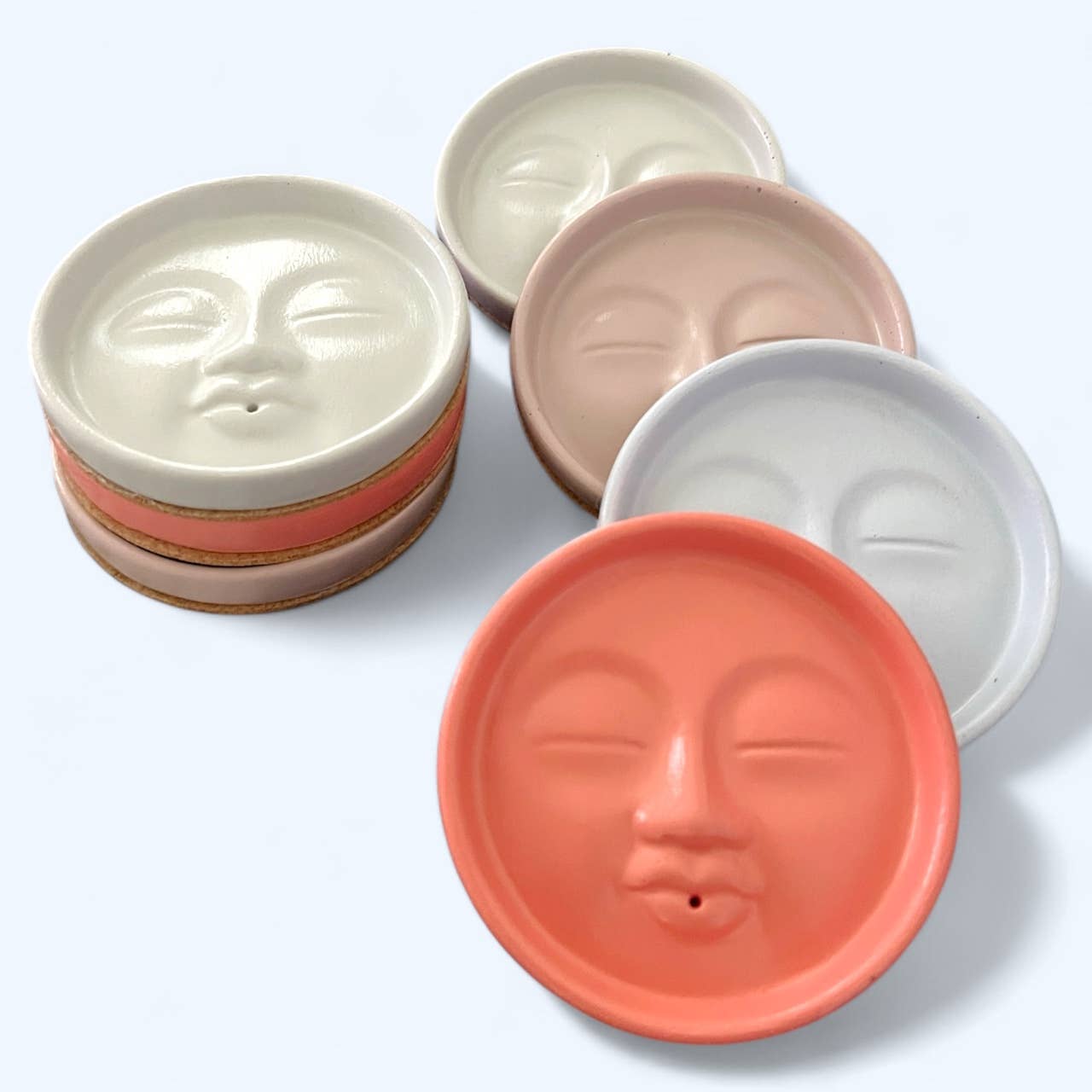 Colorful Concrete Moon Face Celestial Incense Holder