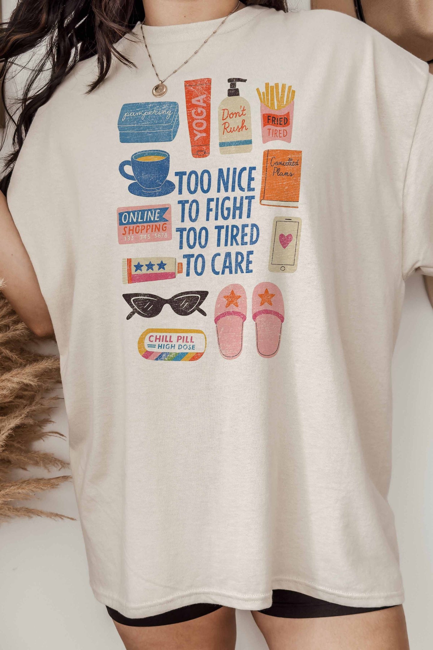 TIRED OVERSIZED TEE: IVORY / M/L