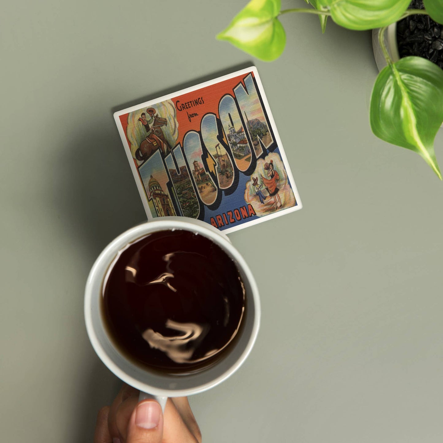 CERAMIC COASTER Tucson, Arizona, Large Letter Scenes 2