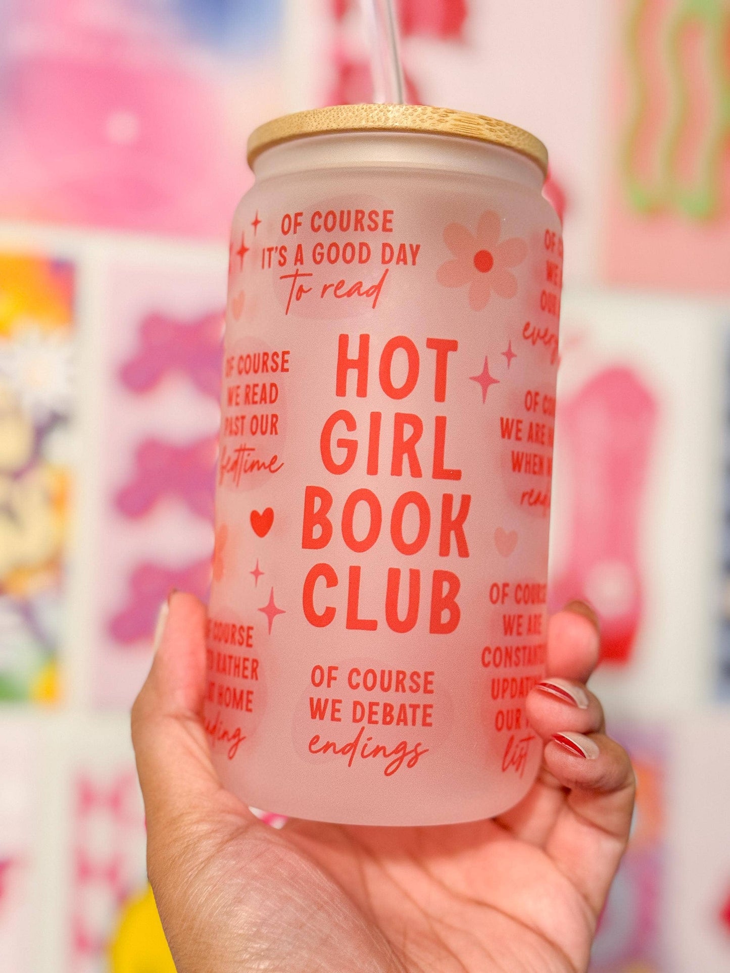 Hot Girl Book Club Mug, 16oz frosted glass can