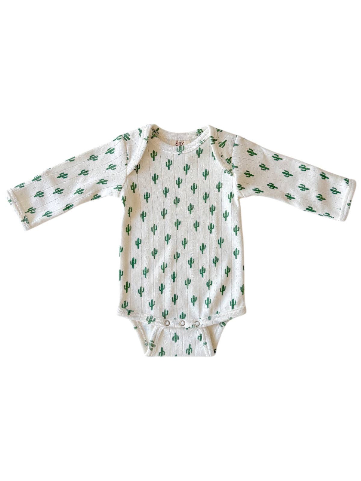 Cactus / Organic Pointelle Long Sleeve Bodysuit: 0-3M
