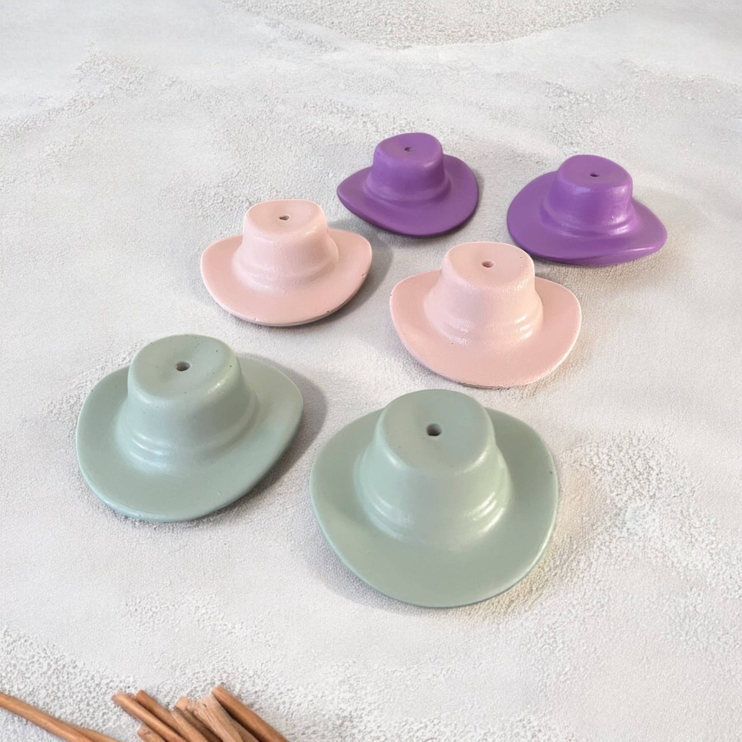 Colorful Concrete Cowboy Western Hat Incense Holder: Coral