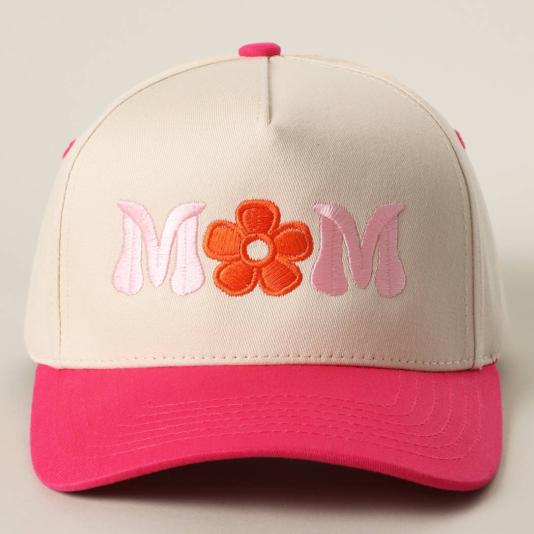 MOM FLOWER Embroidery Two-Tone Trucker Hat