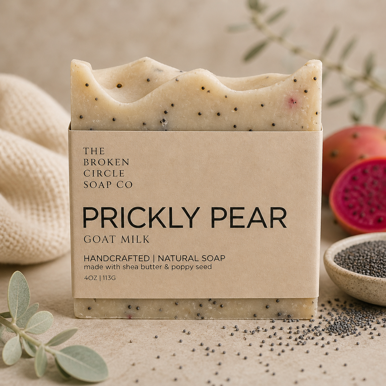 Prickly Pear Soap | Poppy Seed Goat Milk Bar