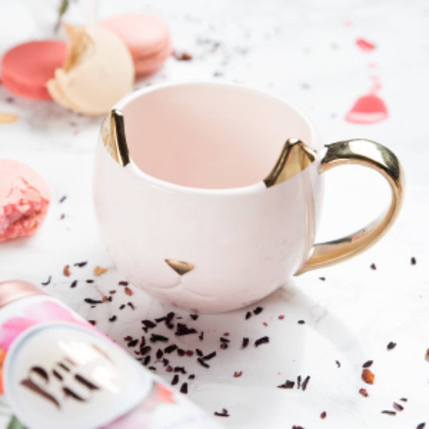 Chloe™ Ceramic Mug Cat Purrrfect in Pink and Gold