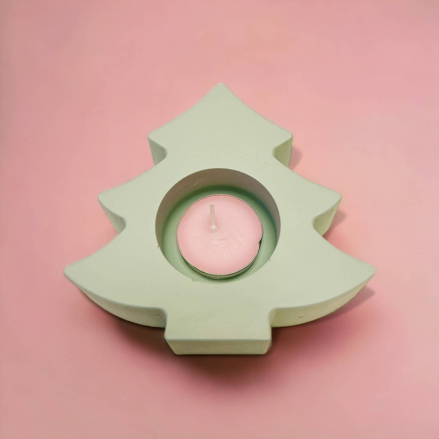 Christmas Tree Decor Holiday Winter Concrete Candle Holder