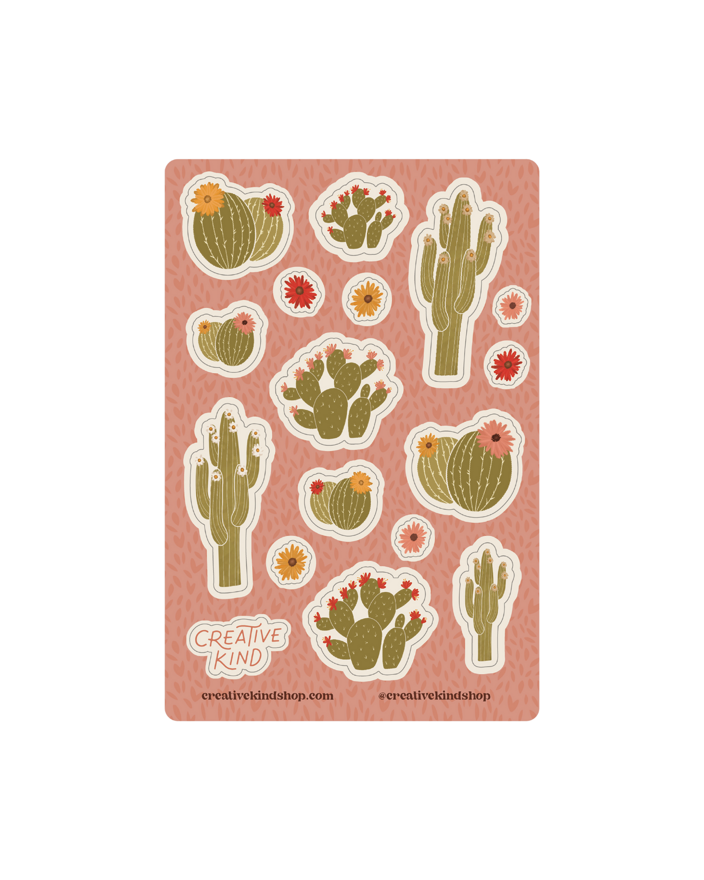 Spring Cactus Vinyl Stickers Sheet