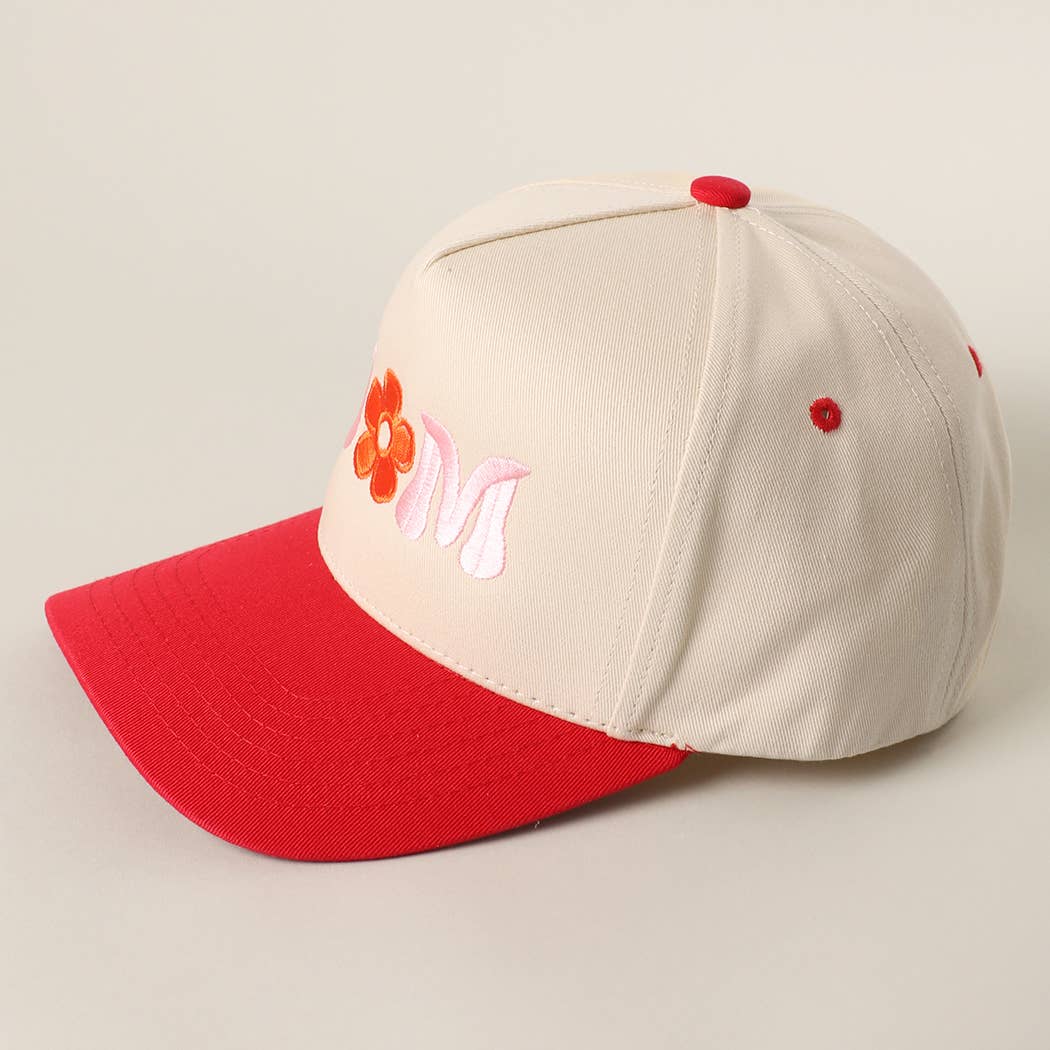 MOM FLOWER Embroidery Two-Tone Trucker Hat