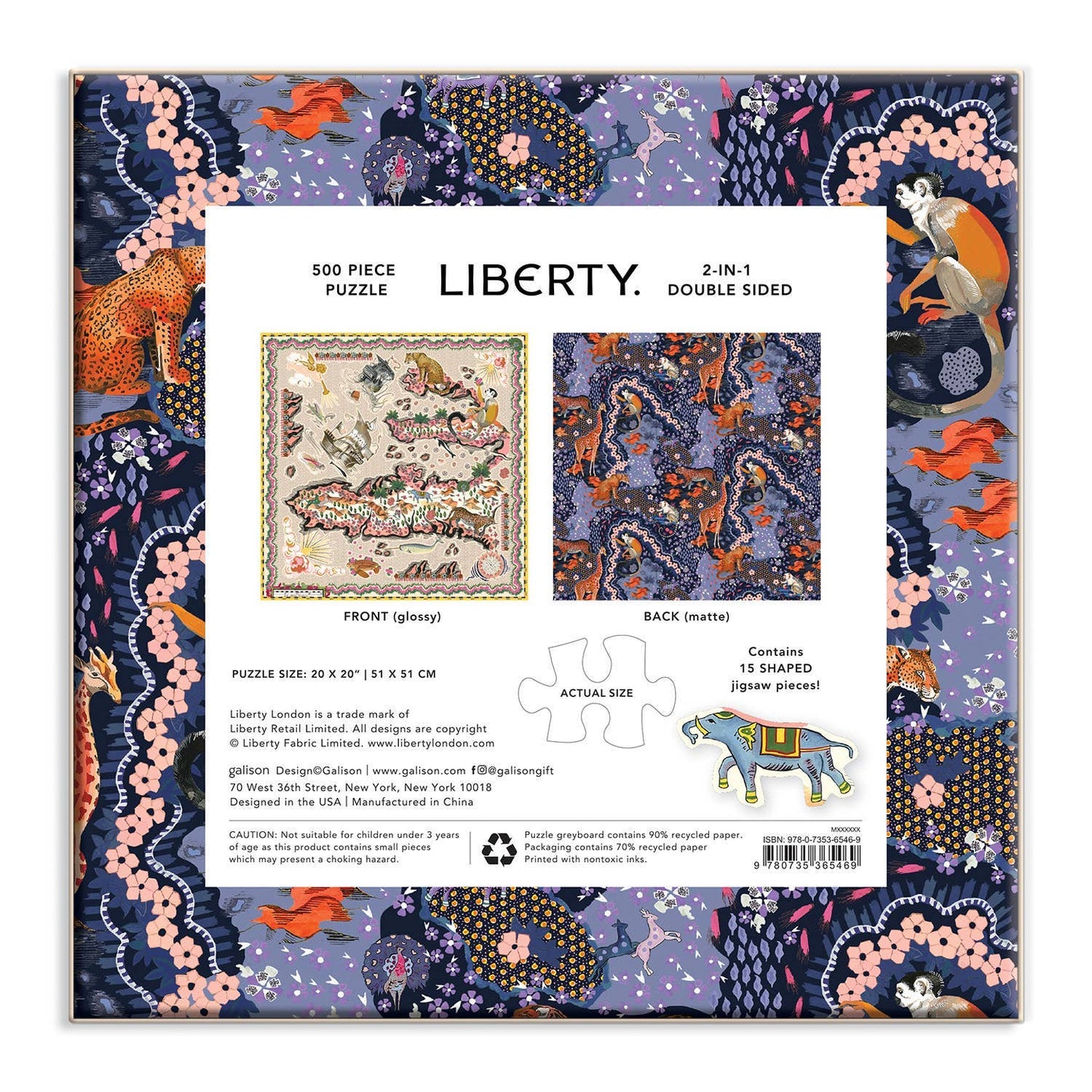 Liberty Maxine 500 Piece 2-Sided Puzzle With Shaped Pieces