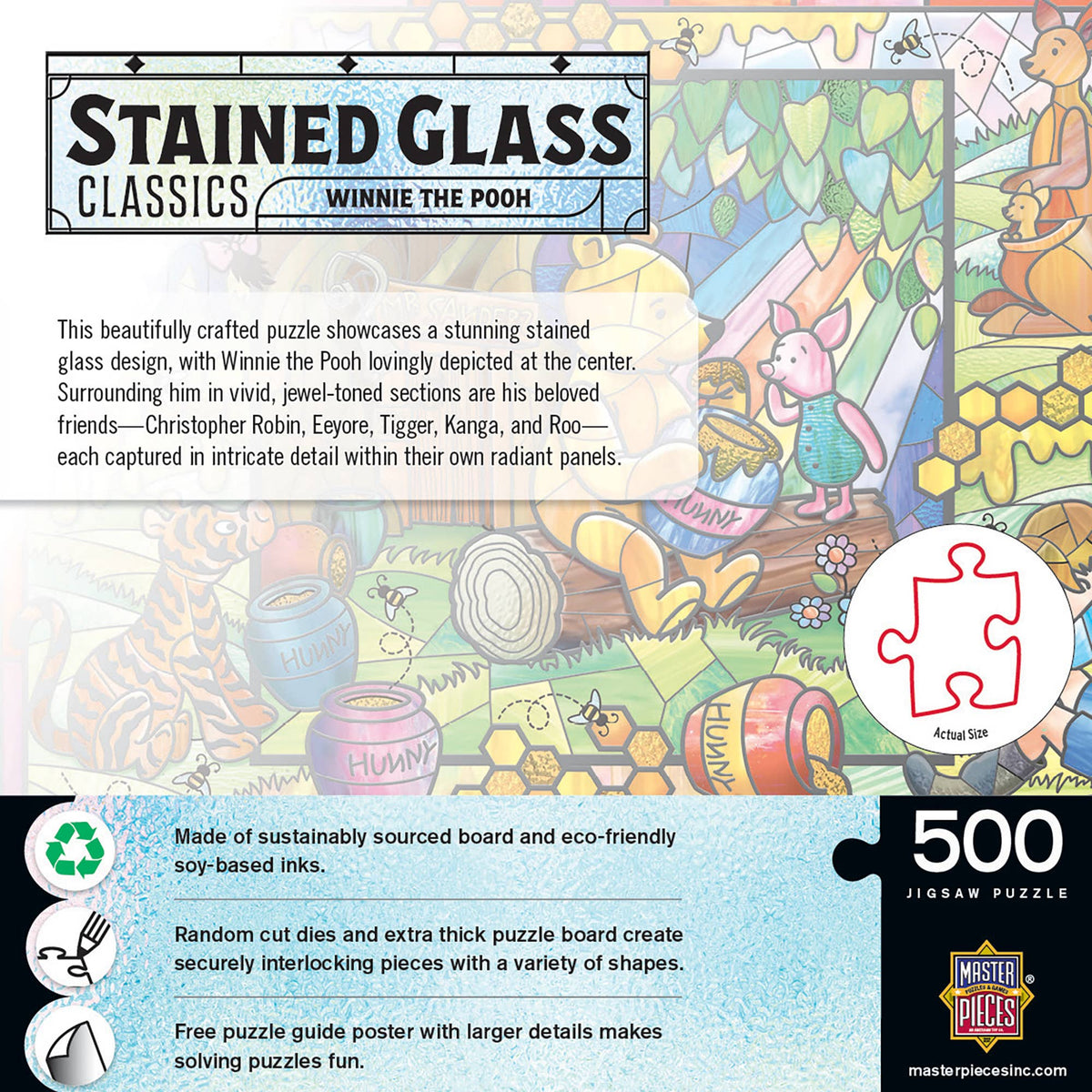 Stained Glass - Winnie the Pooh 500 Piece Jigsaw Puzzle