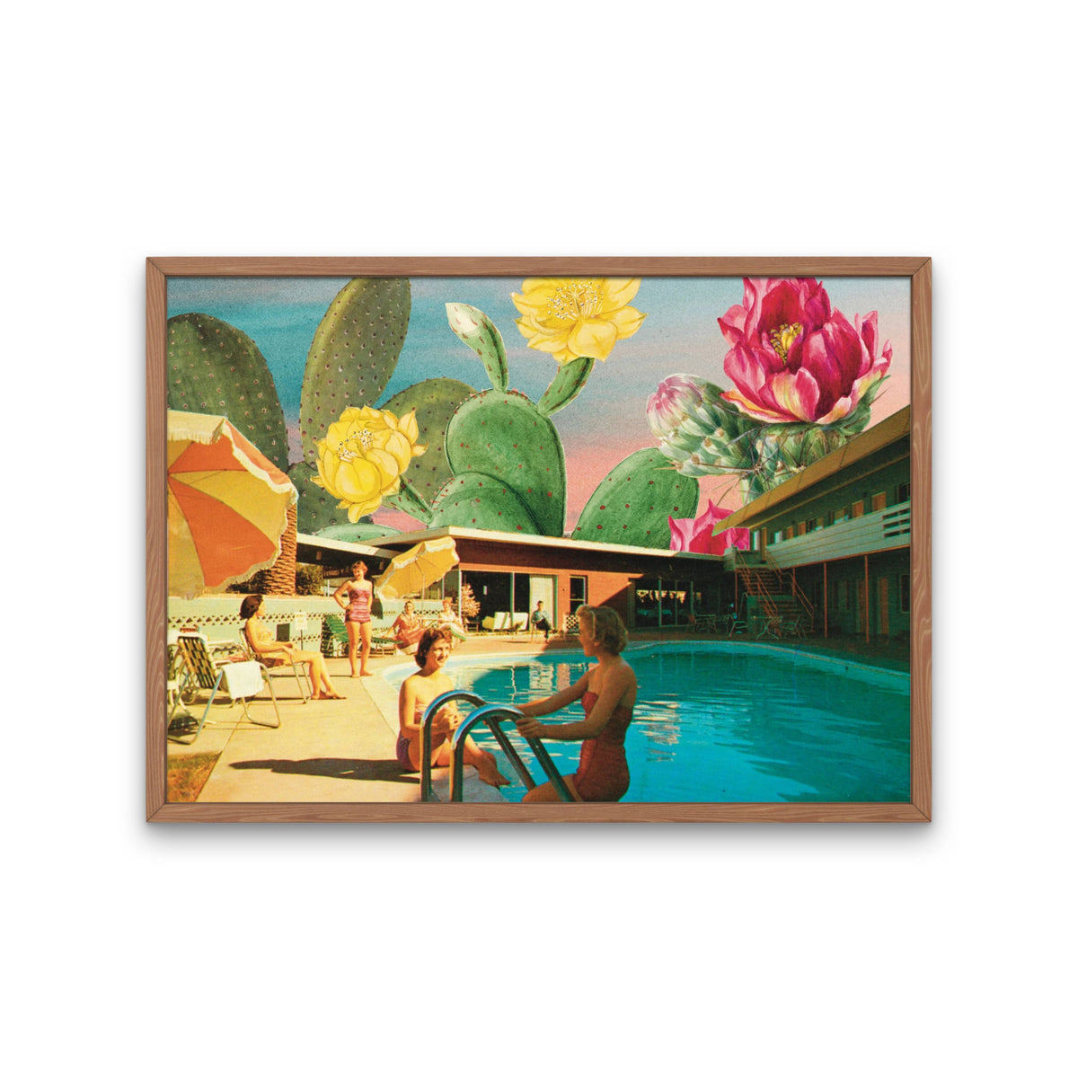 Cactus Pool Art Print, Surreal Palm Springs Decor