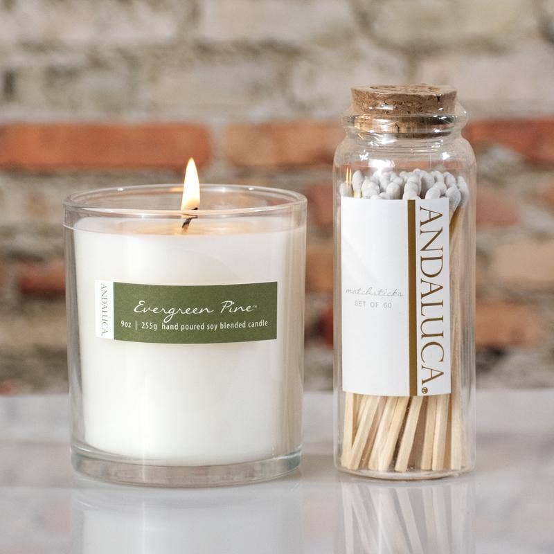 Glass Jar of 60 Wooden Matches: Black