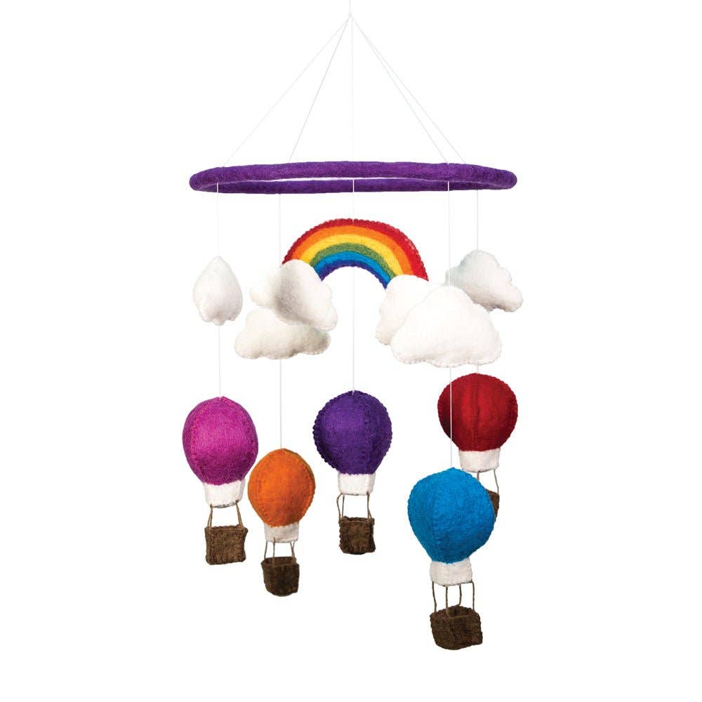 Felted Hot Air Balloon Theme Mobile Hanging