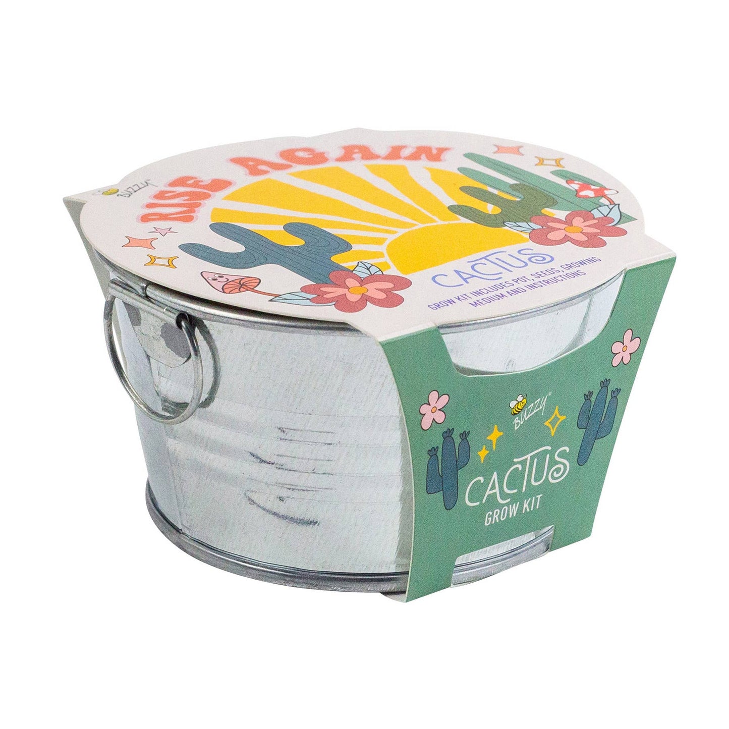 Buzzy Seeds Mini Galvanized Basin - Cactus Grow Kit