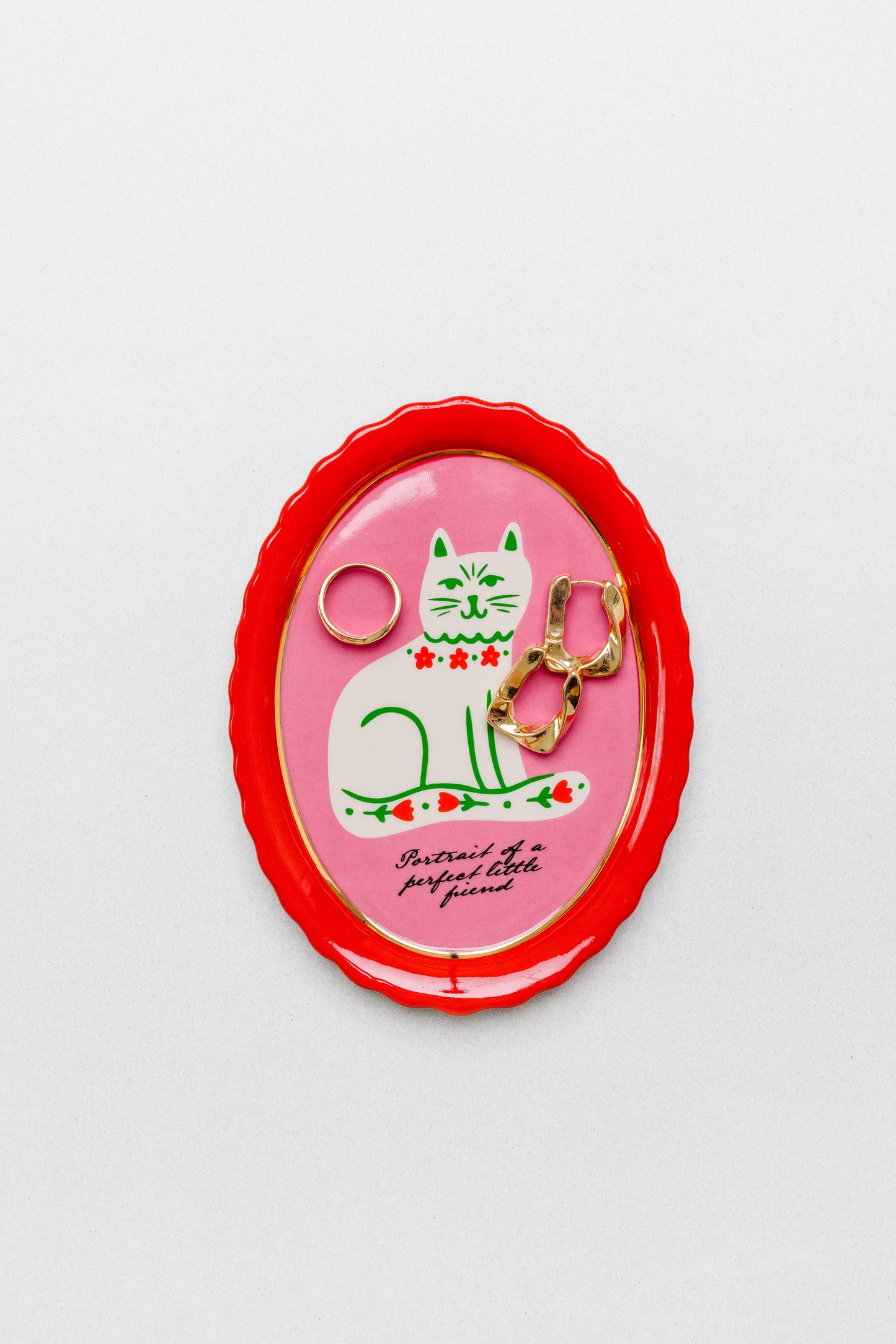 Oval Trinket Tray, Cat Portrait