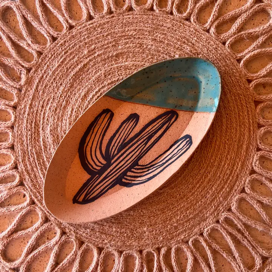 Cacti Oval Trinket Dishes (Teal)